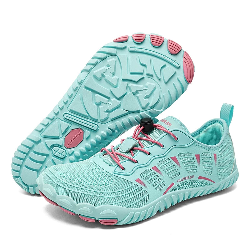 HOBIBEAR Wide Toe Barefoot Sneakers, Unisex Non-Slip Outdoor Athletic Shoes with Elastic Band, Beach Sneakers