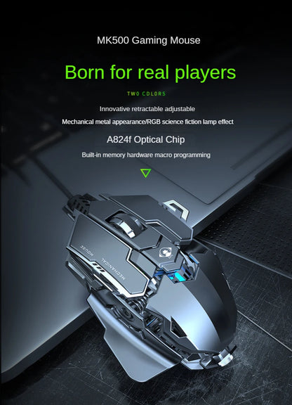 Hot Selling Mechanical Wired Gaming Mouse 9 Keys Macro Definition 12800DPI RGB Backlit Gaming Computer Mouse for Laptop Desktop
