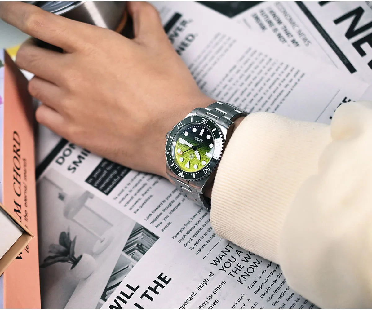 San Martin 2026 Men Diver Watch 38mm Wave Texture Dial Miyota 90S5 Automatic Mechanical Luxury Wristwatch Waterproof 200m SN0126
