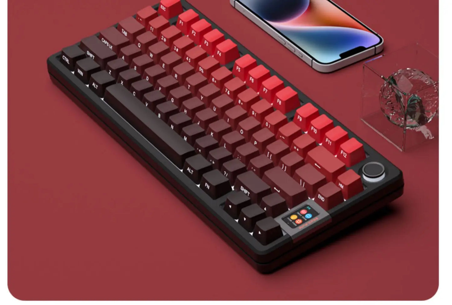 New Keycaps for 60/64/84/98/108 Gaming Mechanical Keyboard MX Switch 135 Keys OEM PBT Side Engraved Red and Black Gradient Color