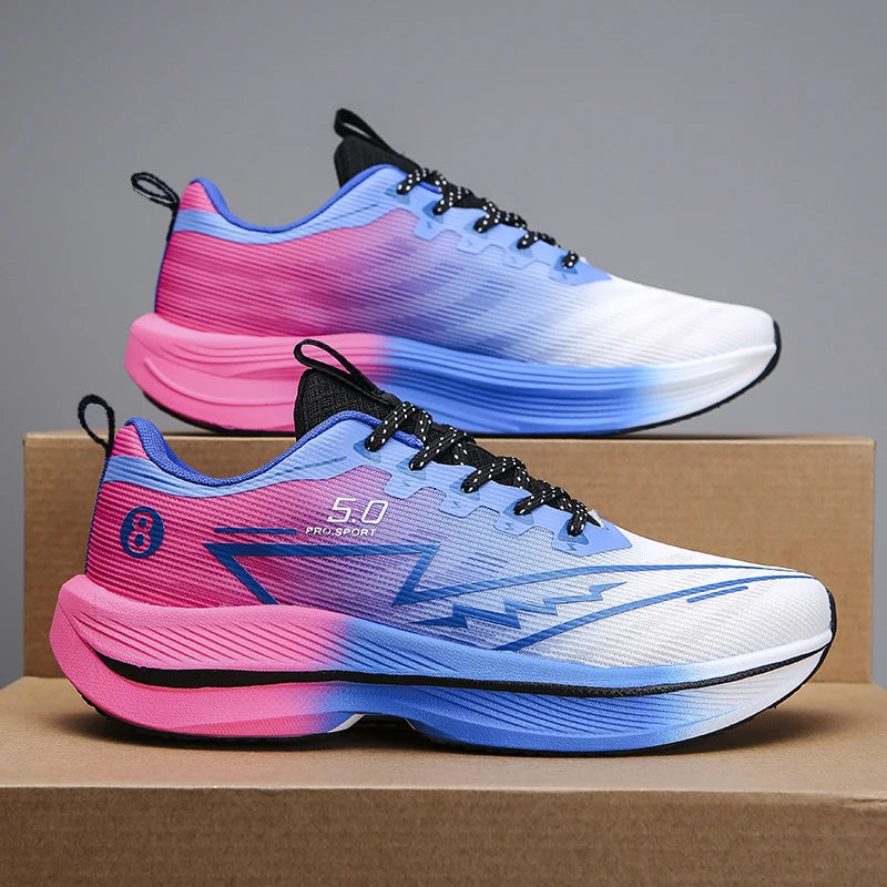 Brand Men's Carbon Plate Running Shoes, Soft Cushion, Shock Absorbing Sports Shoes, Unisex Sneakers, Light Anti-Slip Training Shoes
