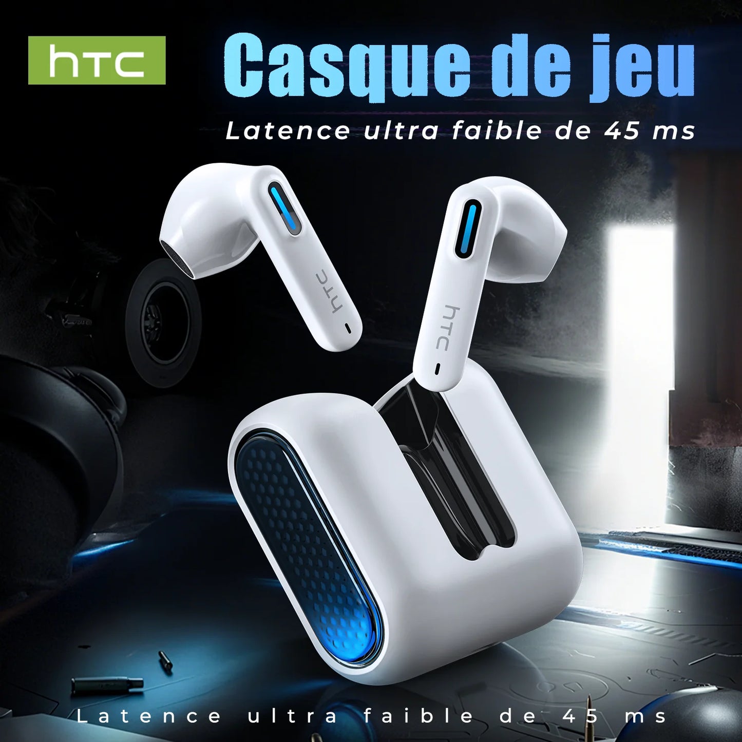 HTC NE49 6.0 True Wireless Earbuds Gaming HiFi Deep Bass Lightweight Cool Design IPX5 Waterproof Choice