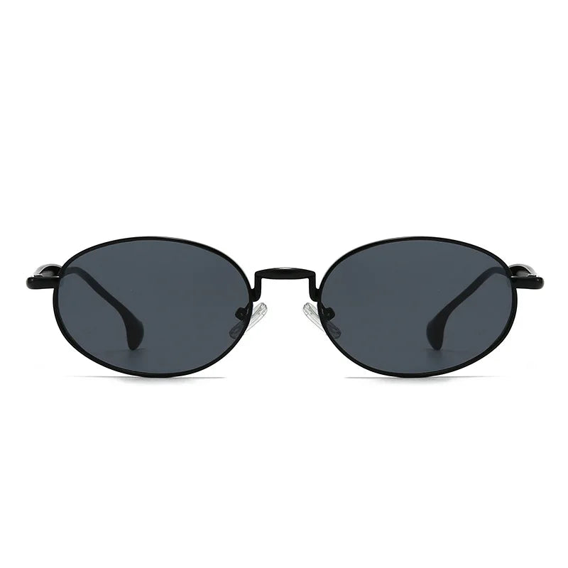 Ochelari de soare cu lentile ovale metalice, protecție UV, ramă mică în stil retro, ochelari de soare clasici de marcă, creație de designer, pentru femei și bărbați