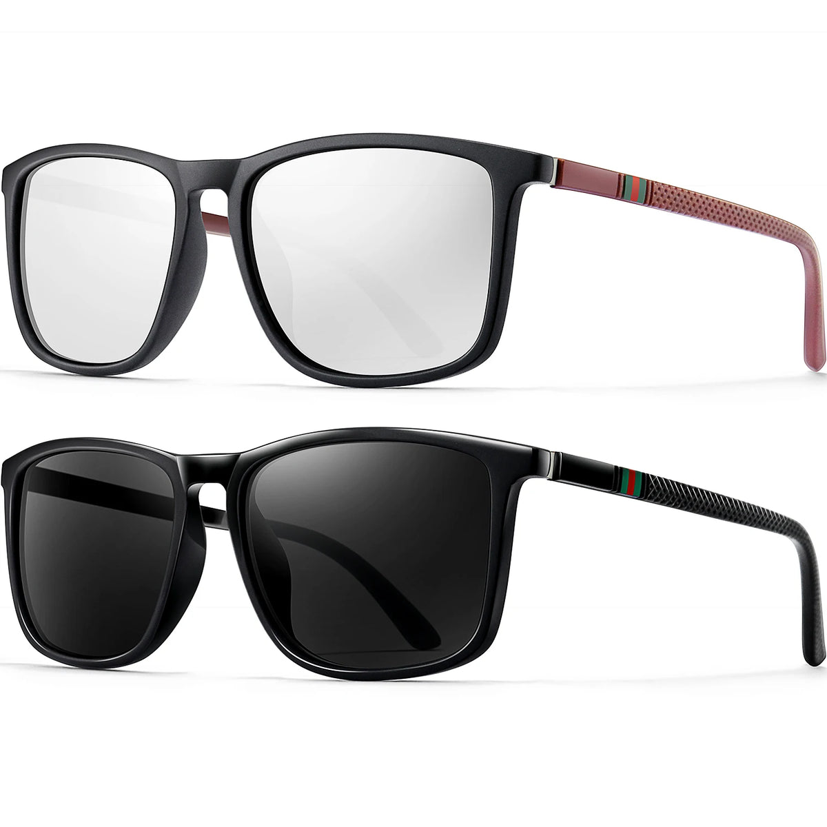 Ochelari de soare polarizați clasici, pătrați, unisex, UV400, ușori, pentru condus, pescuit, activități în aer liber și călătorii