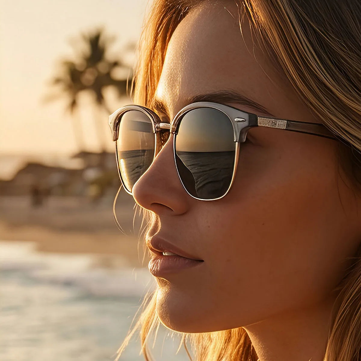Ochelari de soare polarizați pentru bărbați, lentile semi-fără ramă, ochelari de soare vintage retro pentru femei, ochelari de soare la modă pentru vacanță, Gafas De Sol Hombre