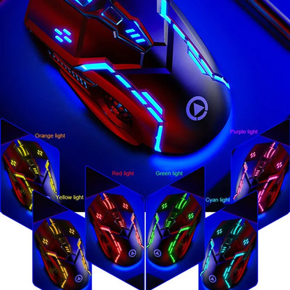 YINDIAO Ergonomic Wired Gaming Mouse RGB Mute Mause LED Backlit 3200dpi 6Button G5 USB Mechanical Mouse For PC Laptop Computer