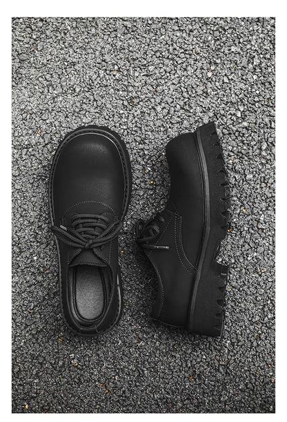 Thick Sole Casual Genuine Leather Dress Shoes Men Platform Heighten Japan Harajuku Korean Streetwear Fashion Shoes White