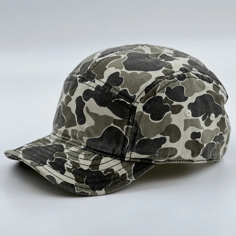 American Retro Camouflage 5-Panel Baseball Cap Female Functional Wind Korean Wide-brimmed Sports Fashion Hip-hop Couple Cap