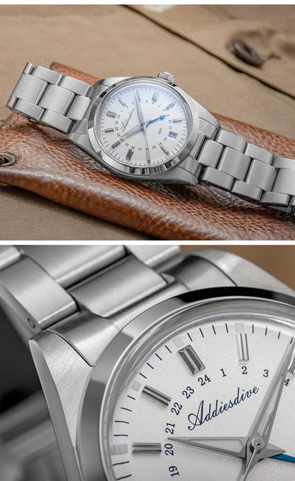ADDIESDIVE Hot Brand 36mm Luxury GMT Watch Gift for Men 10Bar Waterproof BGW9 Super Luminous 316L Stainless Steel Quartz Watches