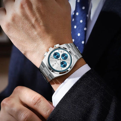POEDAGAR Fashion Men's Wristwatch Chronograph Date Stainless Steel Quartz Man Clock Waterproof Luminous Business Watches For Men