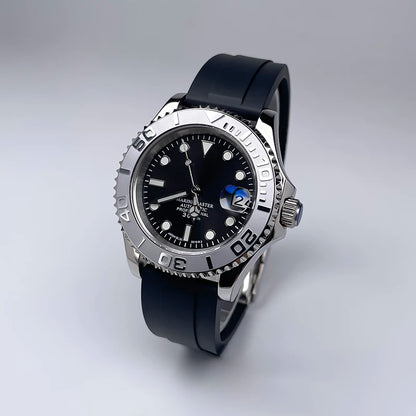 40MM Diameter YM Design Two-Way Rotating Bezel Sapphire Glass Luminous Dial for NH35 Movement Jubile Strap Luxury Men's Watch