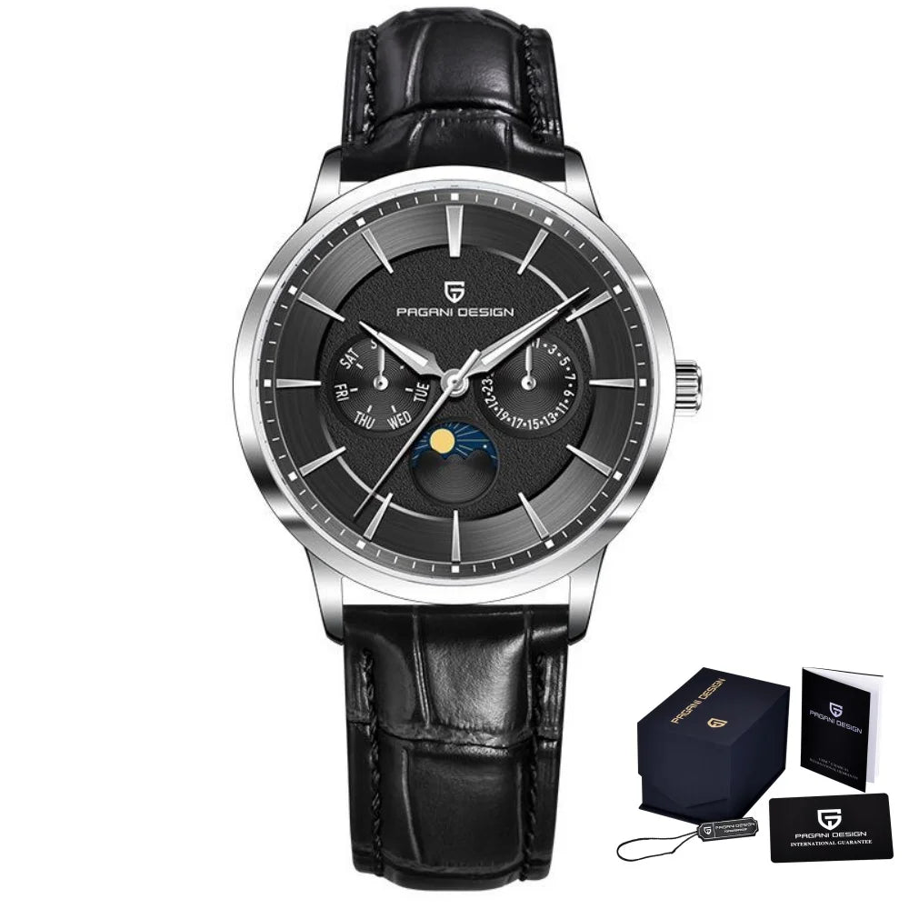 Pagani Design 40mm Multifunctional Men's Quartz Watch Japan Movt Moon Phase 100m Waterproof Sapphire Glass Wristwatches For Man