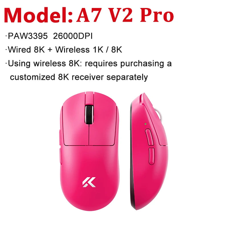 MCHOSE A7 V2 Ultra / Pro lätt trådlös gamingmus Dual 8000Hz PAW3950 TI 42000DPI för PC och e-sportspelare