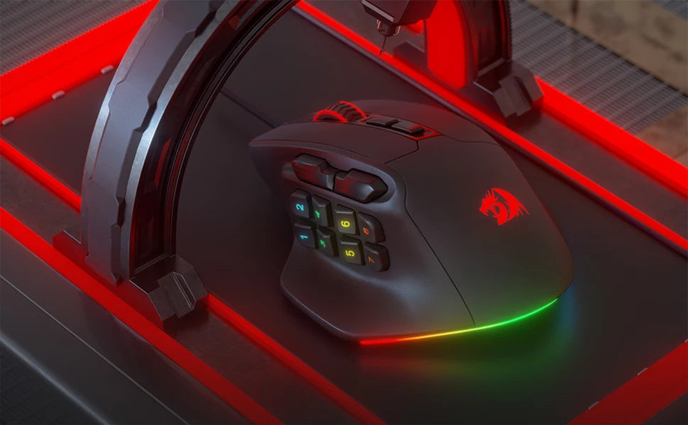 Redragon M811 Aatrox MMO-gamingmus, 15 programmerbare knapper, kablet RGB-gamermus med ergonomisk, naturligt greb