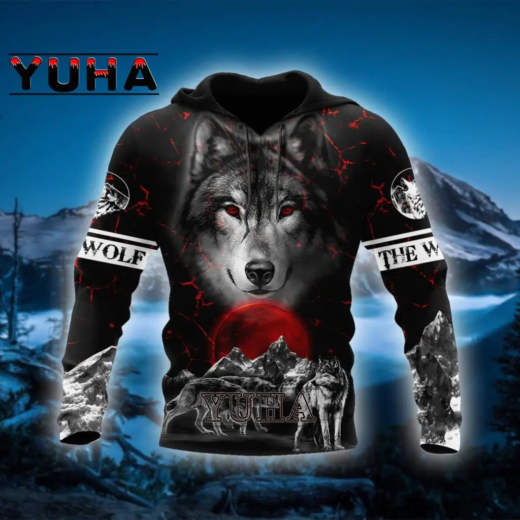 Wolf Printed Hoodies Men 3D Hoodies Brand Sweatshirts Jackets Quality Pullover Fashion Tracksuits Animal Streetwear Out