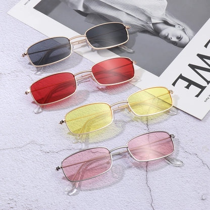 Fashion Small Rectangle Sunglasses Men Women Vintage Square Driving Sun Glasses Luxury Brand Metal Frame Eyewear