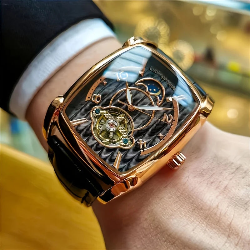 [Luksuzni mehanički sat s tourbillonom] Lagani luksuzni mehanički sat s tourbillonom za muškarce – vrhunski, potpuno automatski model u trendi 'skelet' stilu, idealan za poslovnu odjeću o