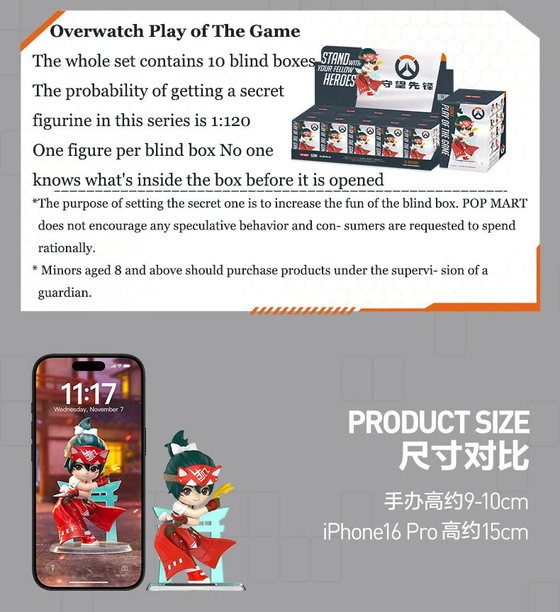 POP MART Overwatch Play of The Game Series Blind Box Mystery Box – urocze zabawki, ozdoby, figurki, dekoracje do domu, modele na biurko i lalki