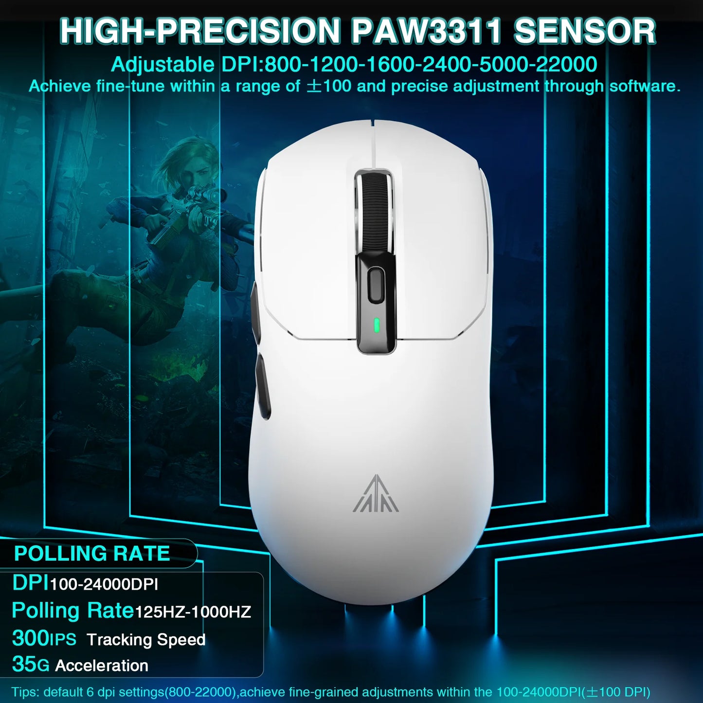 Solakaka SM820 Tri-Mode Wireless Mouse Magnetic Rechargeable Dock RGB PAW3311 24000DPI Wireless Macro Gaming Mouse Ultra-Light
