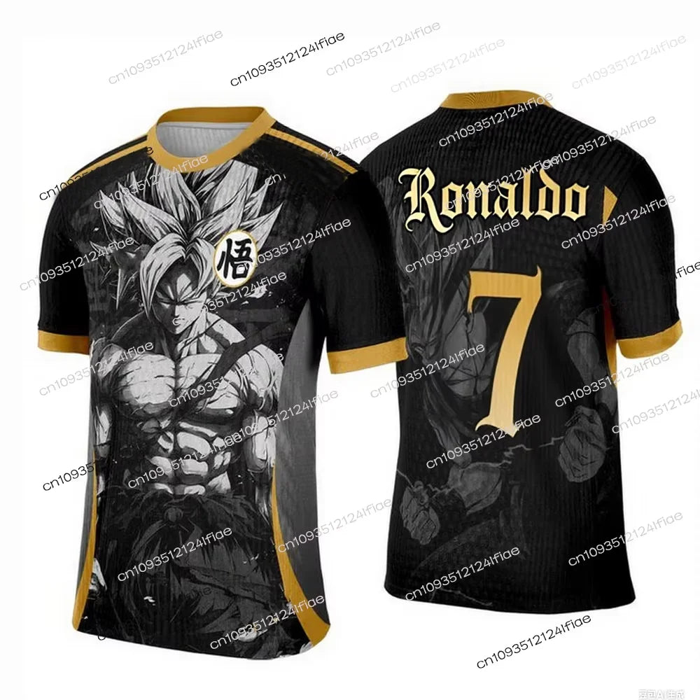 2025 New Arrival Dragon Ball Z Cartoon Kids Short Sleeve Top Super Saiyan Special Production Ronaldo No7 Football Jersey T-shirt