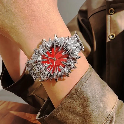 Special-shaped lightning dragon scale spike soldering watch design heavy industry trend Y2K Watches Quirky Quartz Wristwatches