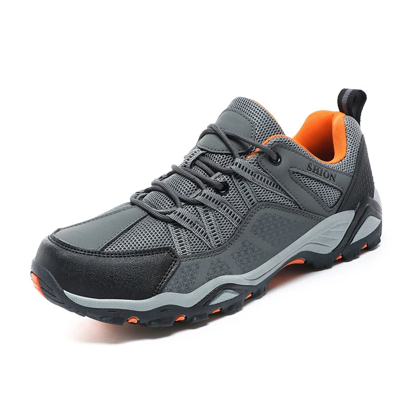 Sapatos de caminhada de marca para homem em malha respirável, calçado de viagem outdoor impermeável para caça e pesca, sapatos desportivos de montanha, todo-o-terreno e equitação
