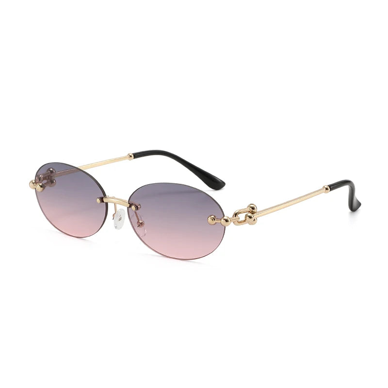 Ochelari de soare ovali fără ramă, de înaltă calitate, casual și luxoși, pentru femei, fără ramă, la modă și personalizați