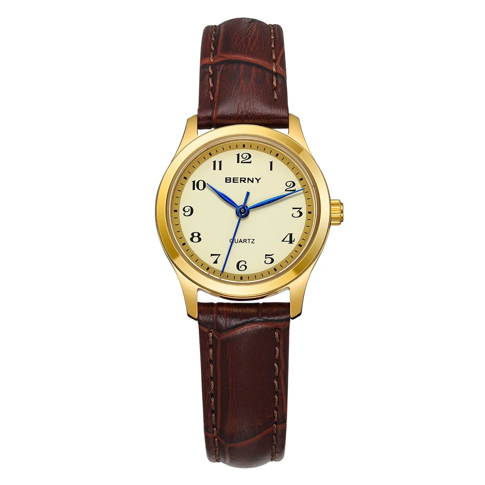 BERNY Gold Watch for Women Luxury Ladies Fashion Quartz Wristwatch Elegant Gradient Dial Multiple Scenarios Matching Lady Watch