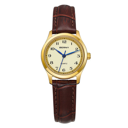 BERNY Gold Watch for Women Luxury Ladies Fashion Quartz Wristwatch Elegant Gradient Dial Multiple Scenarios Matching Lady Watch