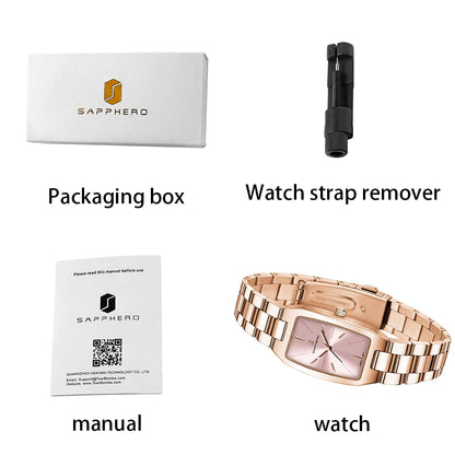 SAPPHEROLuxury Women's Watch Stainless Steel Strap Waterproof Watch Ultra-thin Dial  Fashion Simple Women's Watch Accurate Watch