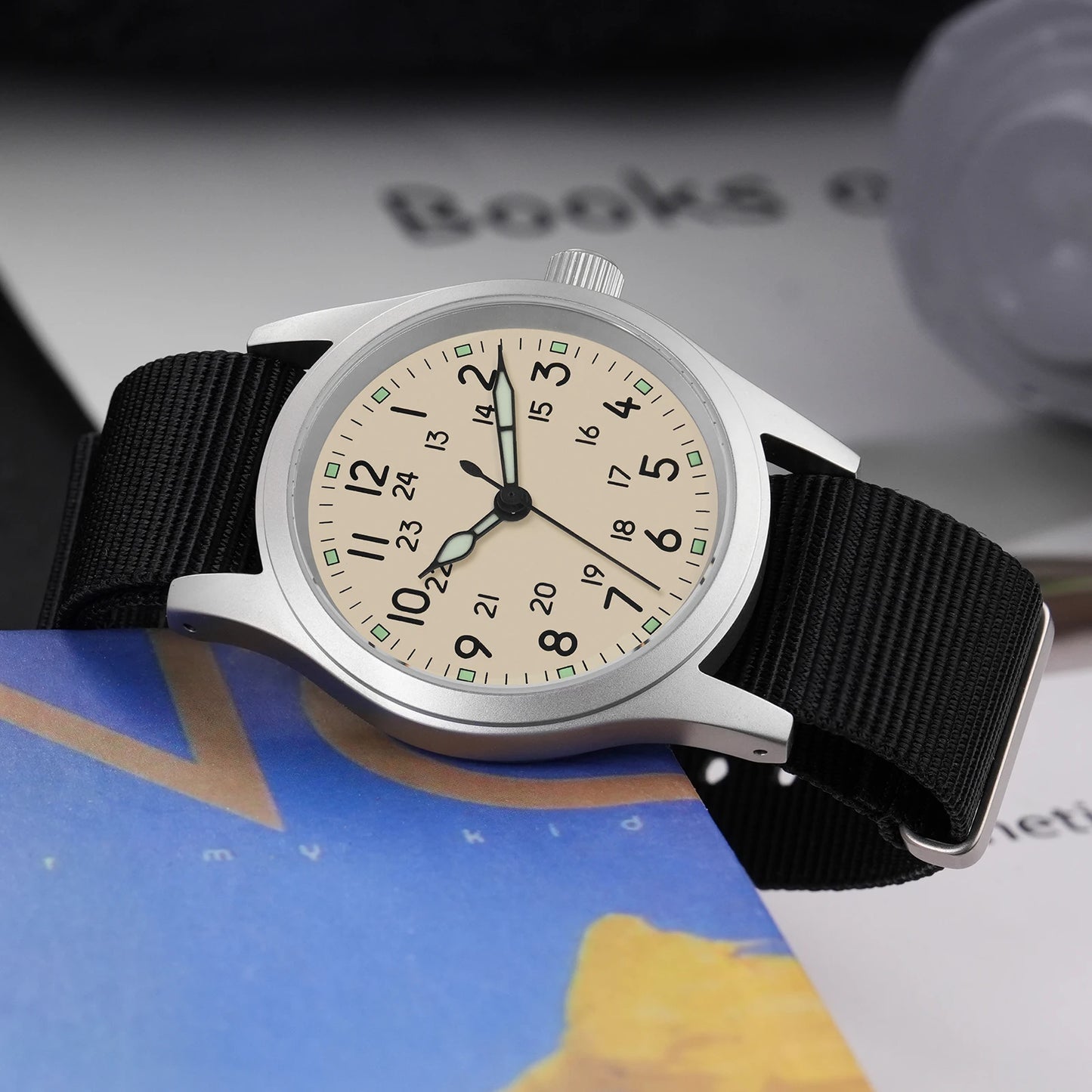 Militado ML05 Military Watch VH31 Sweep Movement Domed Sapphire Crystal Wristwatch High Clear AR Coating 38mm Vintage Watches