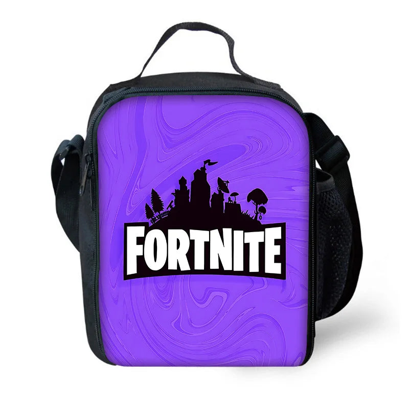 Saco térmico infantil F-FortniteS Hot Game de grande capacidade, isolado, para rapaz e rapariga, estudante, piquenique ao ar livre, lancheira térmica reutilizável