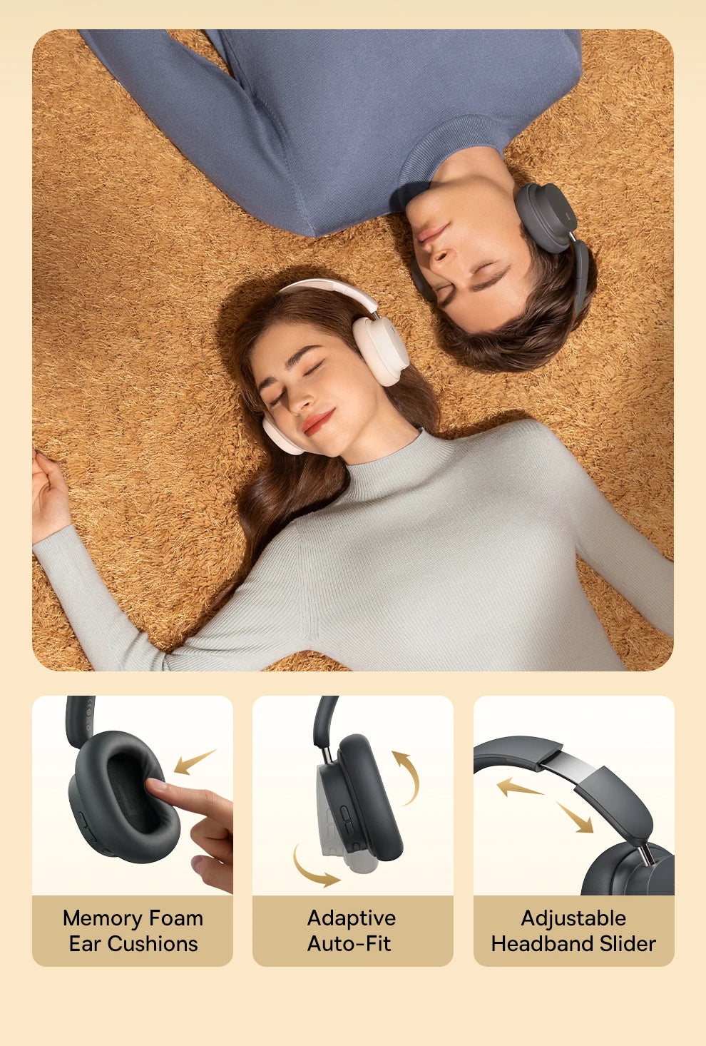 Baseus Wireless Bluetooth 5.3 Over-Ear Headphones – HiFi 40mm Driver, 70H Playtime Foldable Headset with Spatial Audio