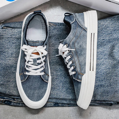 Personalized Spring and Autumn New Men's Shoes, Korean Style Fashionable Large Size Low-Top Casual Shoes, Denim Single Shoes, Versatile Sneakers