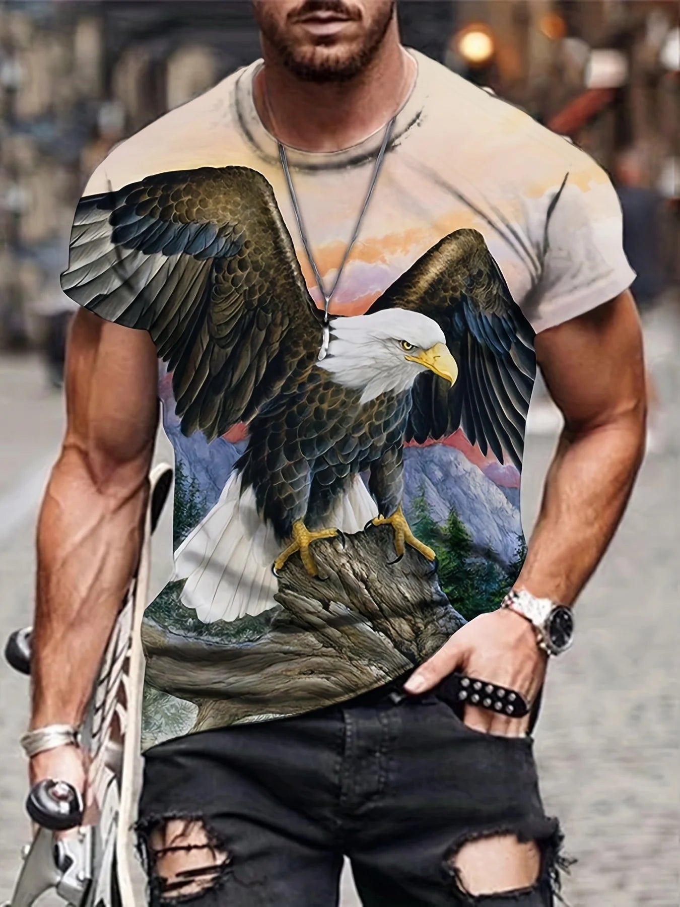Fashion Eagle Graphic T Shirts Luxury T-Shirt Summer Men's T-Shirts Casual Tops Short Sleeve T-Shirt 3D Printing Men Clothing
