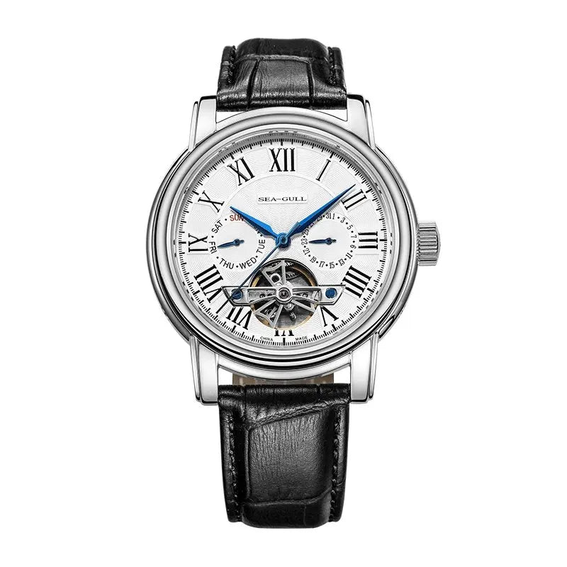 NEU Herren-Automatikuhr mit mechanischem Seagull ST25-Uhrwerk, modische Herrenarmbanduhr mit skelettierter Unruh, Casual-Business-Uhr 819.624