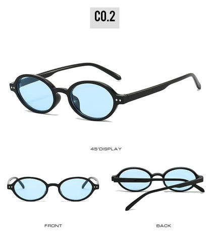 Ochelari de soare SO&EI Retro, mici, ovali, pentru femei, cu nituri, model leopard, pentru bărbați, stil punk, cu protecție UV400