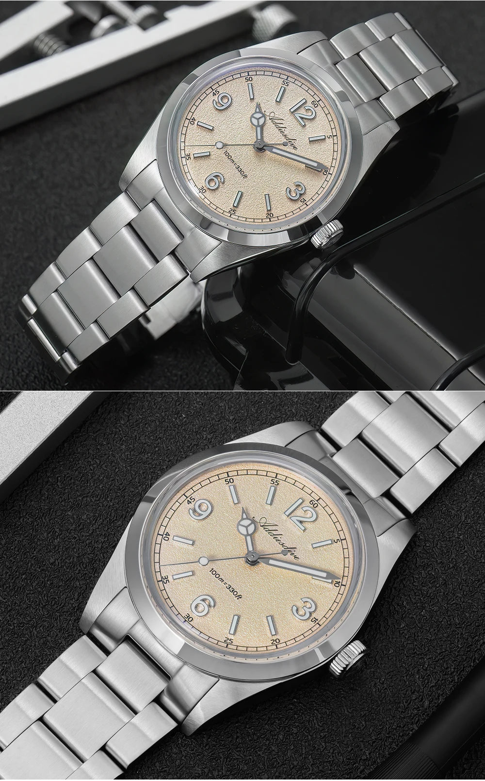 ADDIESDIVE 36mm Orologio da uomo in offerta AD2518, vetro bombato, acciaio inox 316L, impermeabile 100m, al quarzo
