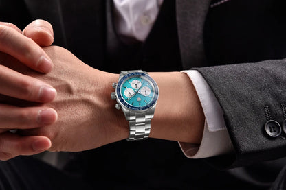 Relógios masculinos Rolls Timi Panda – Cronógrafo de quartzo, modelo de luxo, vidro de safira com tratamento antirreflexo, estanque, estilo desportivo
