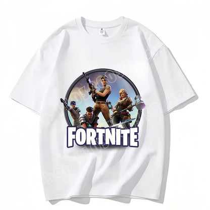 Fortnite Crew Neck T Shirt Unisex Adult Game Dance Fashion New Pure Cotton Short Sleeve Tops Perfect for Casual Wear Vacations