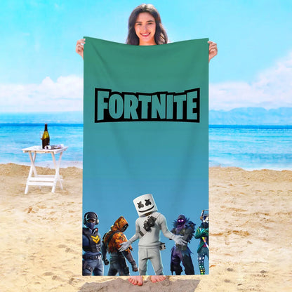 Toalha de Praia Game F-Fortnites em Microfibra para Hotel, Casa de Banho, Sauna, Spa, Praia, Viagem, Piscina, Casa, Banho de Bebé, Ginásio e Duche