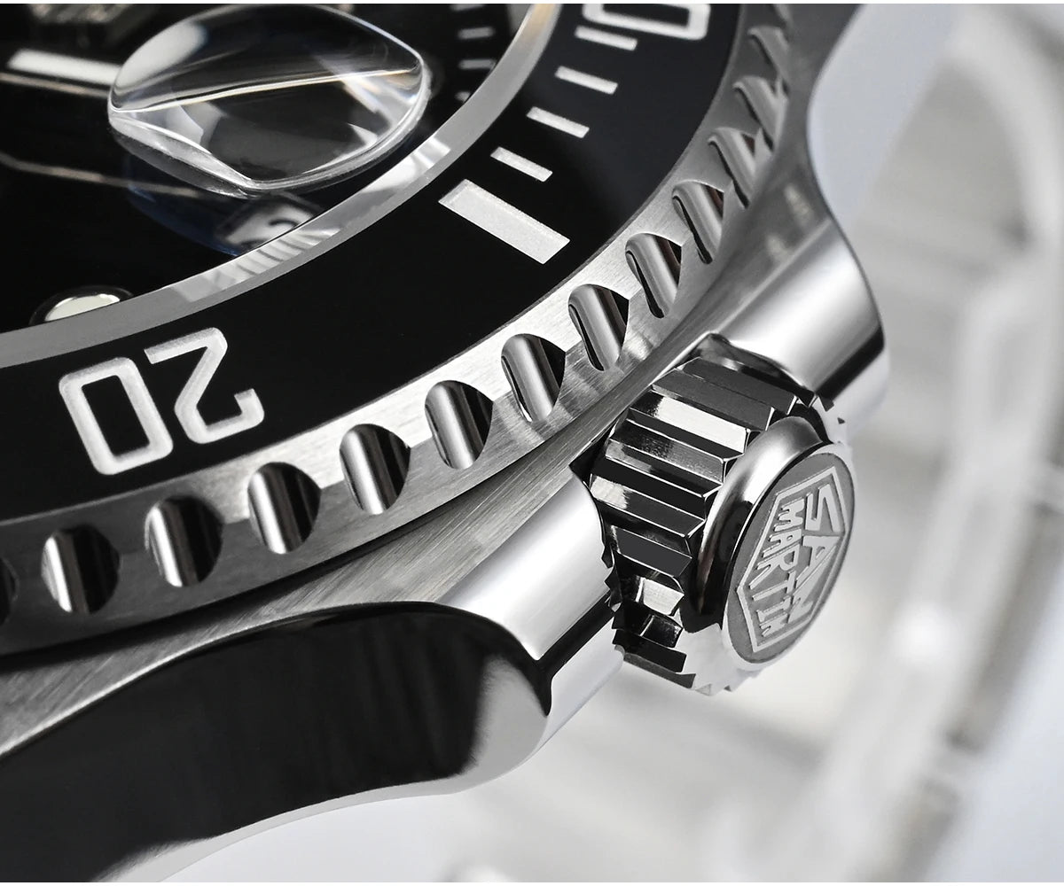 San Martin Watch New Upgraded Sub Men's PT5000 ST2130 Automatic Diving Watches with Ceramic Bezel 200m Waterproof Sapphire SN0017G