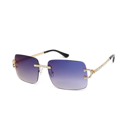 Fashion Rimless Square Sunglasses Vintage Diamond Brand Design Cut Lens Sun Glasses Men Women Metal Frame Luxury Eyewear