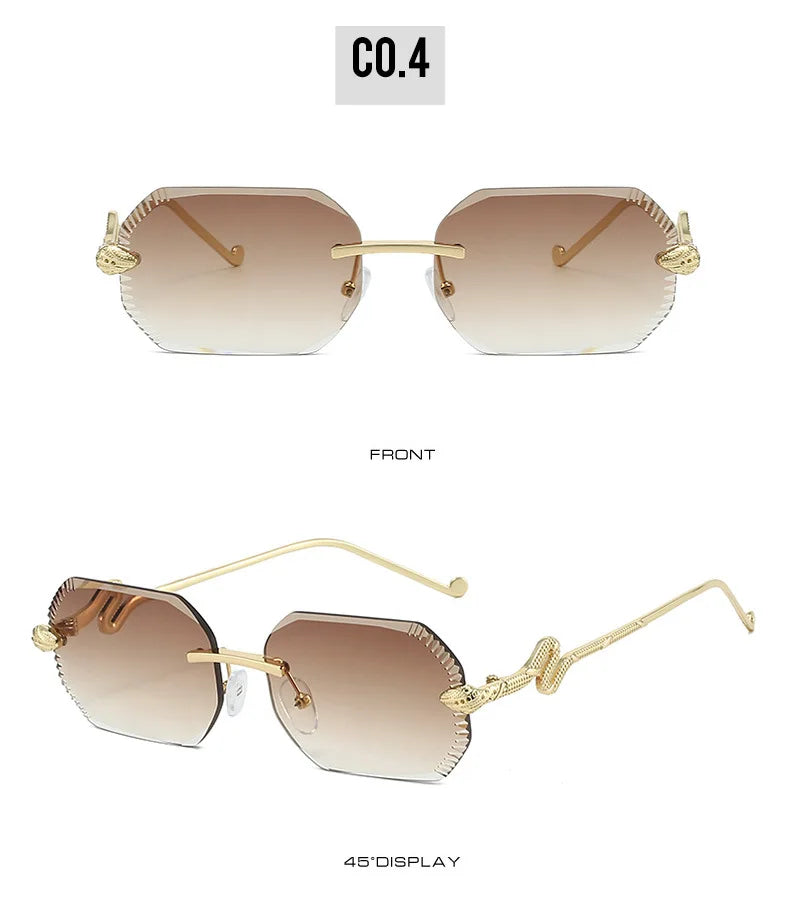 Ochelari de soare decorativi din metal, în formă de șarpe – ramă neregulată unisex, protecție UV, ochelari de soare