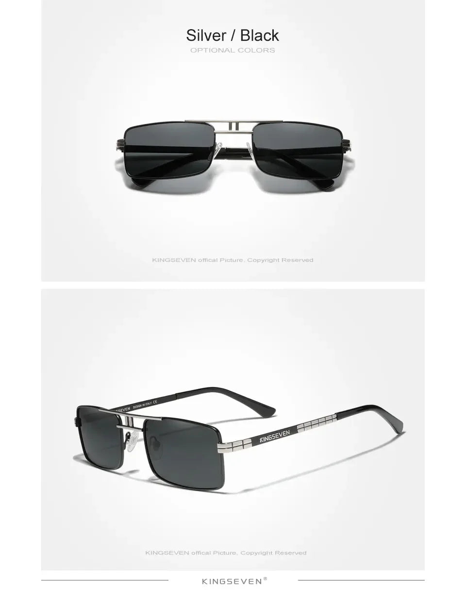 Ochelari de soare cu ramă dreptunghiulară pentru bărbați marca KINGSEVEN, cu lentile polarizate, ochelari de modă pentru șofat, protecție UV400