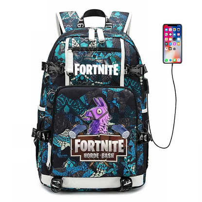 Mochila escolar para estudante com estampado do jogo Fortnite, para rapazes e raparigas, grande capacidade, impermeável, leve e resistente, presente de aniversário