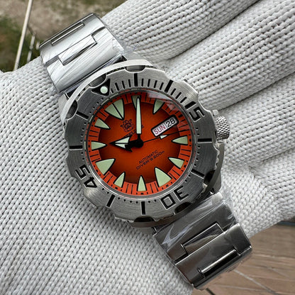 STEELDIVE SD1984 New Arrival 42.2MM M onster 200M Waterproof NH36 Day Function Sapphire Glass Automatic Movement Steel Bracelet