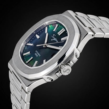 Orologio da uomo Sugess automatico meccanico, movimento Miyota 9015, quadrante MOP, luminoso, impermeabile 5bar, bracciale di lusso S466