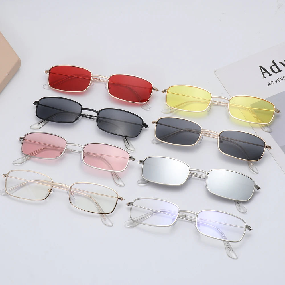 Fashion Small Rectangle Sunglasses Men Women Vintage Square Driving Sun Glasses Luxury Brand Metal Frame Eyewear