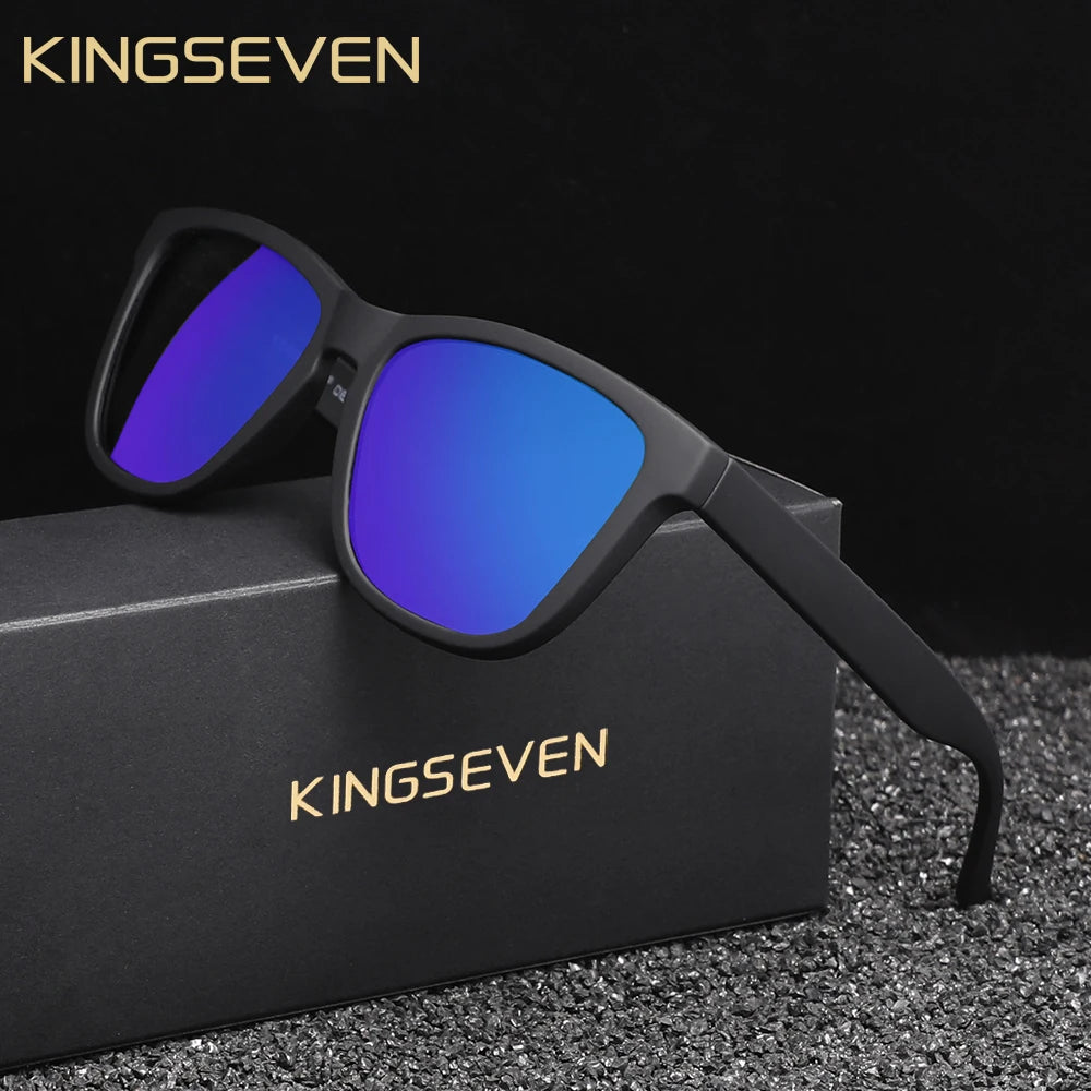 KNGSEVEN Ochelari de soare rotunzi la modă pentru bărbați și femei, casual, polarizați, cu protecție anti-UV400, pentru activități în aer liber, cu ramă neagră, potriviți pentru condus